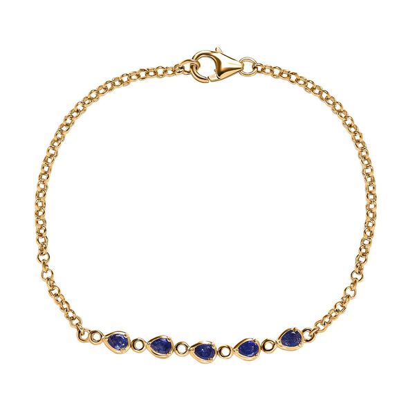 Masoala Saphir (Fissure gef&uuml;llt) Armband, ca. 19 cm, 925 Silber vergoldet ca. 1.21 ct