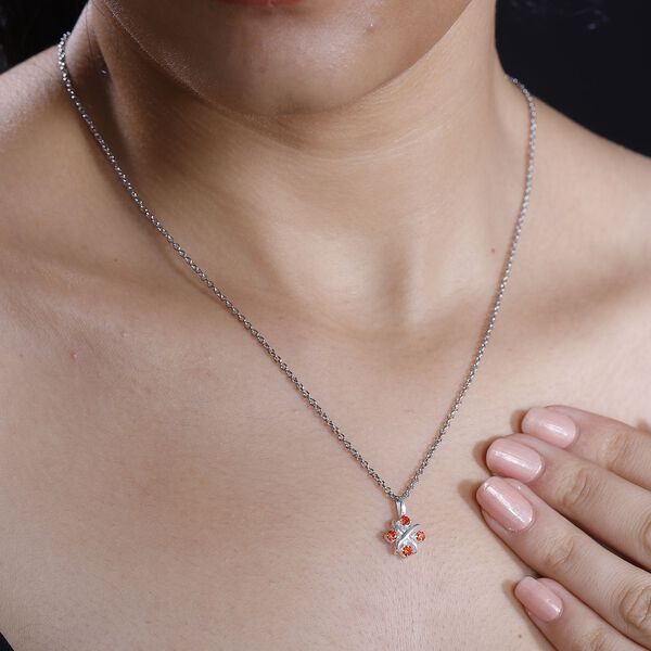 Designer Inspiriert XOXO Orange Zirkonia Schmuckset 925 Silber und Edelstahl image number 3