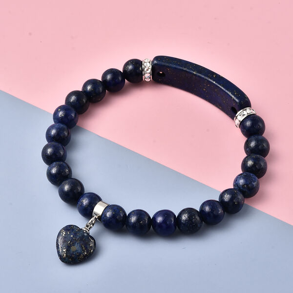 Lapislazuli und Kristall Armband 18 cm in Edelstahl ca. 101,50 ct image number 2