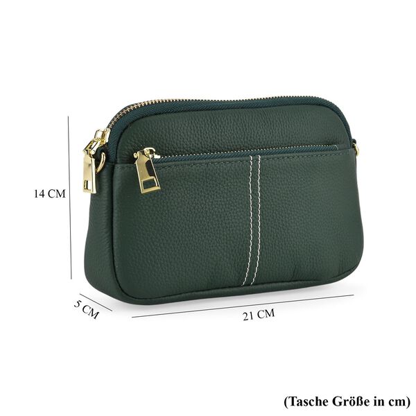 Echtleder Crossbody Tasche, 21x5x14cm, Dunkelgr&uuml;n image number 8