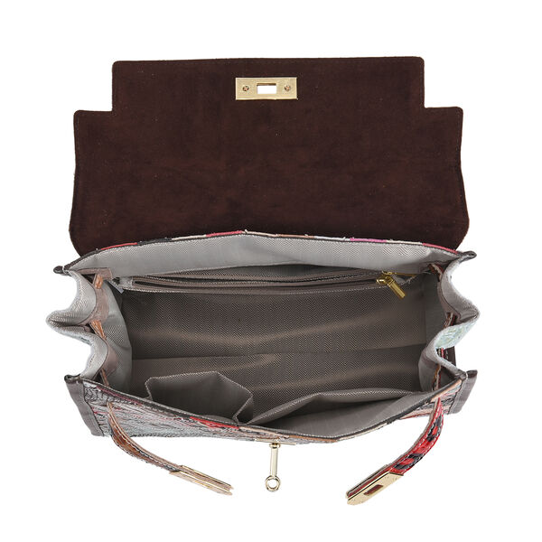 Chaos by Elsie: Patchwork Schultertasche aus 100% echtem Leder mit RFID Schutz, Lackleder image number 6