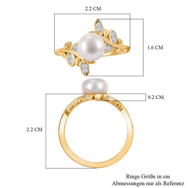 S&uuml;&szlig;wasser Perle und Zirkon Bypass Ring image number 6