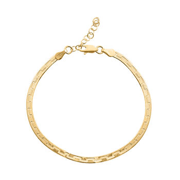 Strukturiertes Fischgr&auml;ten-Armband, 18+2cm, 925 Silver vergoldet