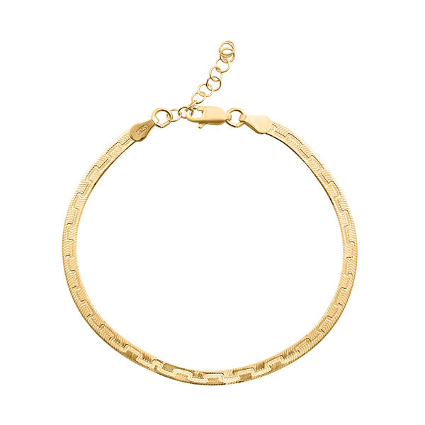 Strukturiertes Fischgr&auml;ten-Armband, 18+2cm, 925 Silver vergoldet