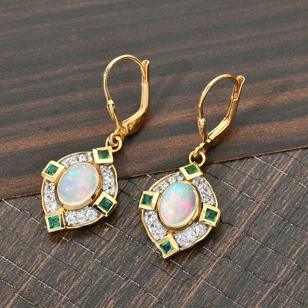 &Auml;thiopischer Opal, Smaragd und Zirkon Ohrh&auml;nger in Silber image number 2