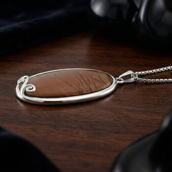 Bild Jasper Halskette ca. 60 cm Reiner Edelstahl ca. 60,80 ct