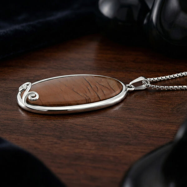 Bild Jasper Halskette ca. 60 cm Reiner Edelstahl ca. 60,80 ct image number 1