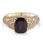 Rhodolith Granat und Zirkon Ring 925 Silber vergoldet (Größe 18.00) ca. 3,64 ct