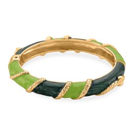 Emaille-Armreif im Streifen-Design, Dunkel- und Hellgrün, ca. 19 cm