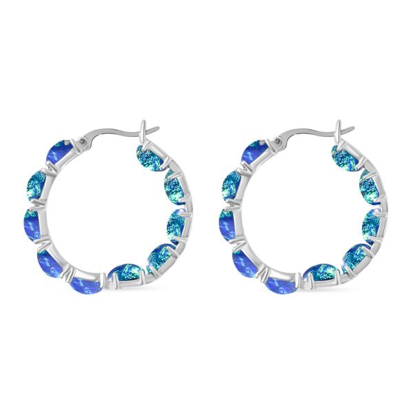 Blaue simulierte Opal-Inside-Out-Creolen image number 4
