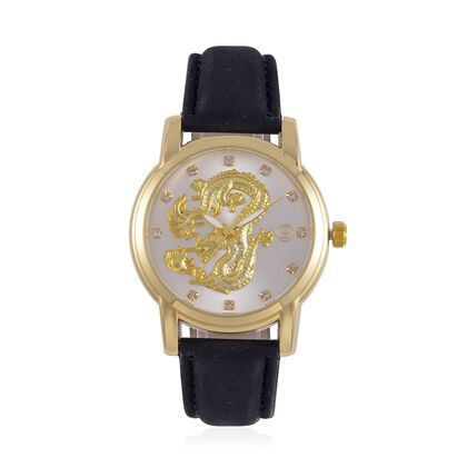 STRADA - Japanisches Uhrwerk, weißer Kristall, 23.5 cm, schwarzer Riemen