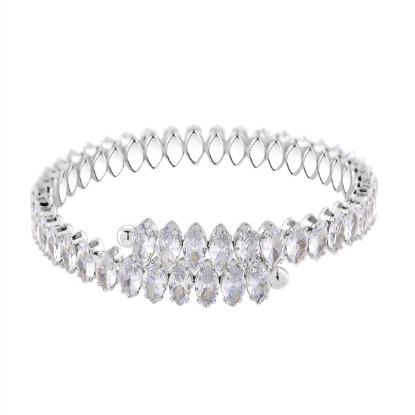 Wei&szlig;er Zirkonia Armreif ca. Flexibles cm Nickelfreies Messing