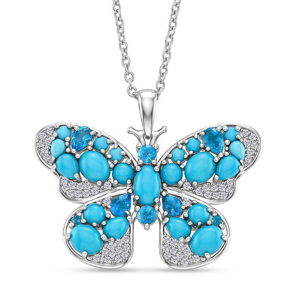 D'Joy Sleeping Beauty T&uuml;rkis Schmuckset ca. 45 cm 925 Silber Rhodiniert ca. 5,17 ct.