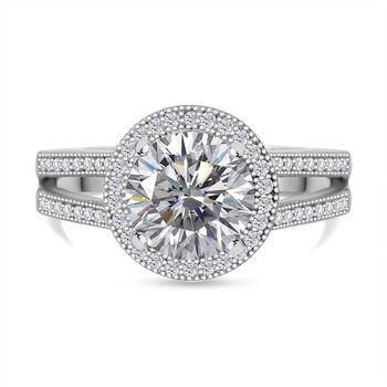 LUSTRO STELLA -Wei&szlig;er Zirkonia Ring 925 Silber rhodiniert (Gr&ouml;&szlig;e 20.00)