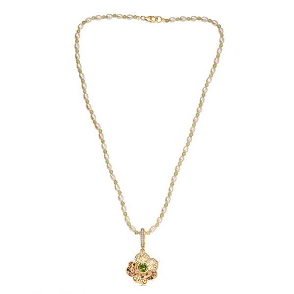 GP Italian Garden Kollektion - AA Peridot, AA Multi-Saphir, Perle und Multi-Edelstein Anh&auml;nger mit 45cm Kette image number 5