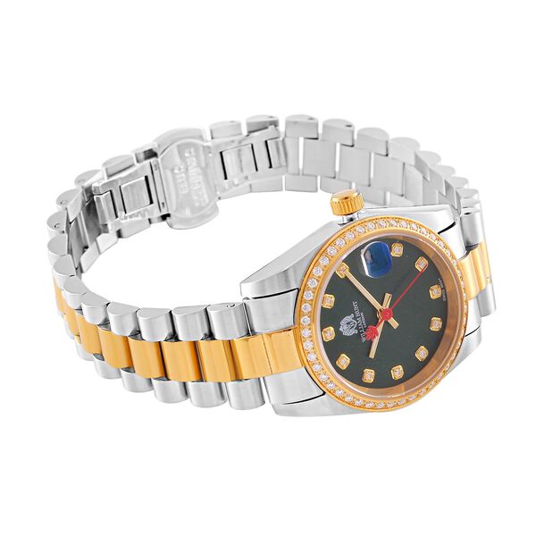 Moissanit Uhren 20 cm Reiner Edelstahl Bicolor image number 5