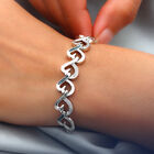 Verstellbares, blaues und weißes Diamant-Herz-Armband in Silber image number 2