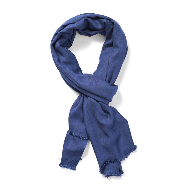 Reiner Viskose-Schal mit Fransen, 70x195cm, Blau image number 5