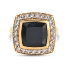 Schwarzer Turmalin und Zirkon-Ring, 925 Silber vergoldet (Größe 16.00) ca. 7.62 ct