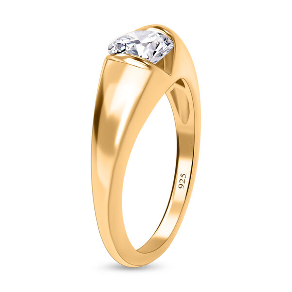 Moissanit Solit&auml;r Ring in Silber mit Gelbgold Vermeil - 0,76 ct. image number 6