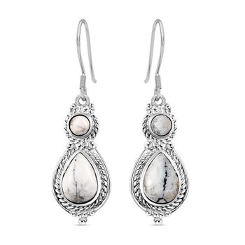 Wei&szlig;e B&uuml;ffel Ohrringe, 925 Silber platiniert ca. 4.64 ct