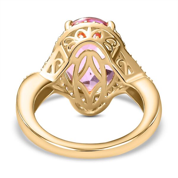 Rose De France Amethyst und weißer Zirkon-Ring, 925 Silber vergoldet  ca. 5,51 ct image number 6