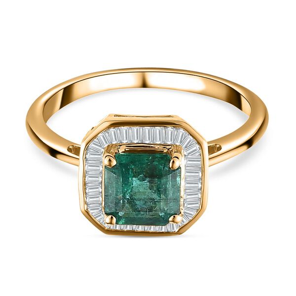AAA Kagem sambischer Smaragd und Diamant-Ring in 585 Gold - 1,34 ct. image number 0
