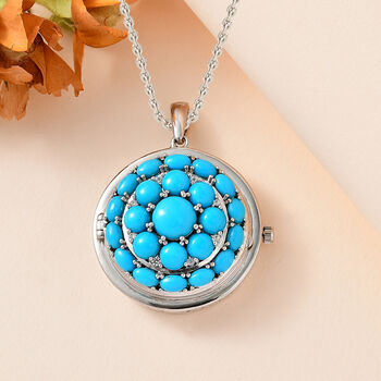 2 in 1 EON AA Sleeping Beauty T&uuml;rkis und Zirkon Cluster Anh&auml;nger mit Taschenuhr - 7,90 ct.