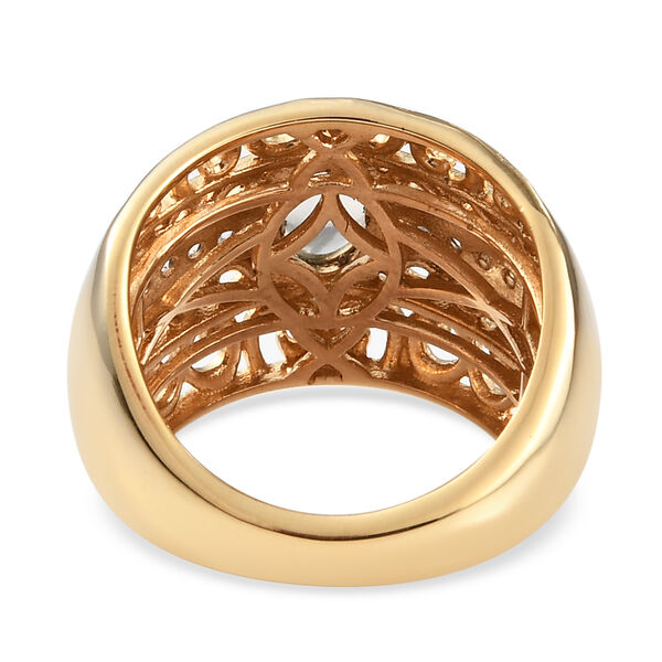 Nat&uuml;rlicher &Auml;thiopischer Opal und Zirkon Ring 925 Silber 585 Vergoldet image number 6