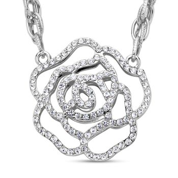 Wei&szlig;e Kristall Halskette, ca. 50 cm, silberfarben