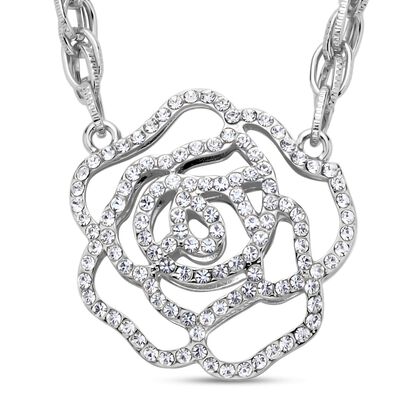 Wei&szlig;e Kristall Halskette, ca. 50 cm, silberfarben