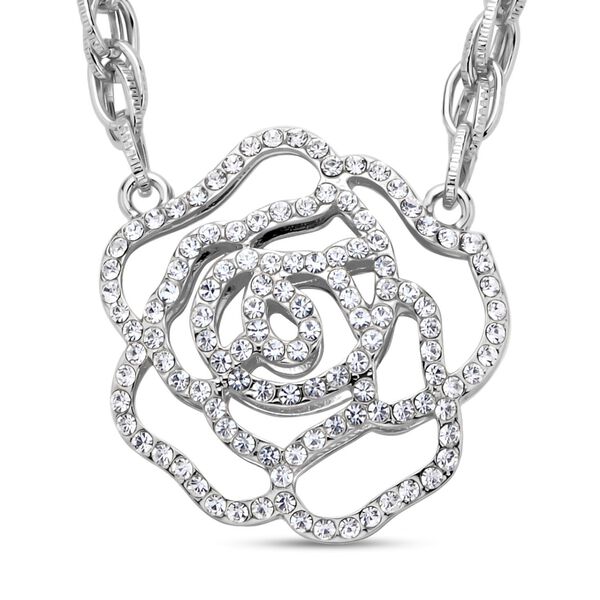 Wei&szlig;e Kristall-Halskette in Silberton, 50 cm - 1 ct.