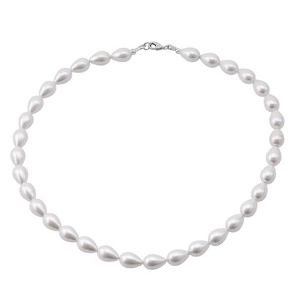 Wei&szlig;e  Muschelkernperle Halskette ca. 45 cm, 925 Silber