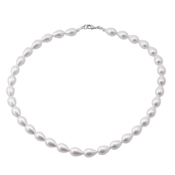 Wei&szlig;e  Muschelkernperle Halskette ca. 45 cm, 925 Silber