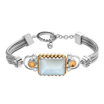 Sajen Silber-Grauer Mondstein, Titanium Gold Mystischer Quarz Armband ca. 19 cm 925 Silber rhodiniert ca. 12.71 ct