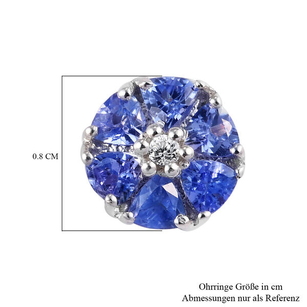 Tansanit Und Zirkon Ohrstecker 925 Silber platiniert ca. 1,27 ct image number 5