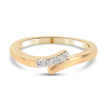 Diamant Ring 925 Silber Gelbgold Vermeil (Gr&ouml;&szlig;e 16.00) ca. 0,05 ct