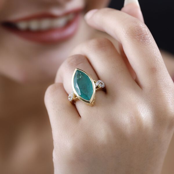 Smaragd Triplett Quarz und Zirkon Ring - 8,76 ct. image number 3