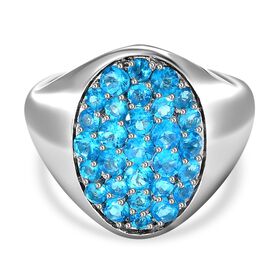 Neon Apatit Ring 925 Silber platiniert (Größe 18.00) ca. 1.69 ct