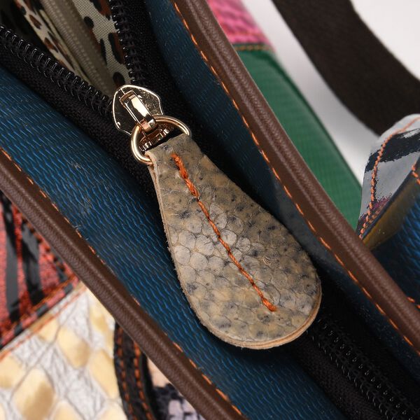 Chaos by Elsie Echtleder Handtasche mit RFID-Schutz, 31,5x15x31cm, Mehrfarbige Kroko-Pr&auml;gung mit Rautenmuster image number 6