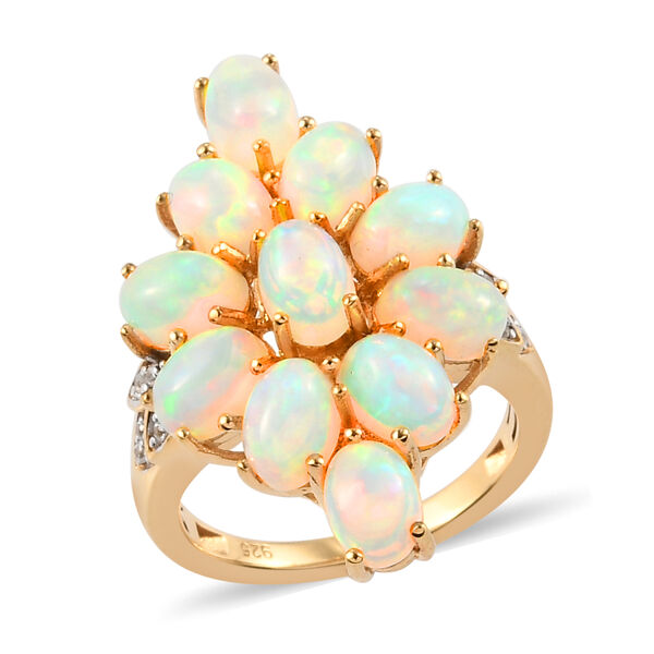 Nat&uuml;rlicher, &auml;thiopischer Opal und Zirkon-Ring - 3,67 ct. image number 4