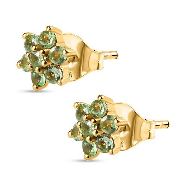 Nat&uuml;rliche Merelani Mint-Granat Ohrstecker, 925 Silber Gelbgold Vermeil ca. 0.62 ct image number 4