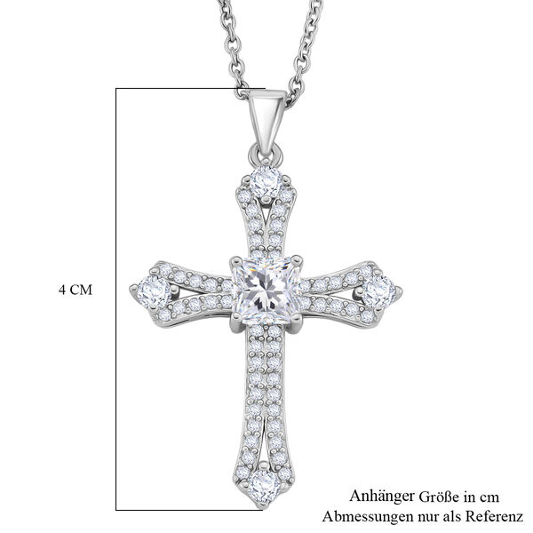 Wei&szlig;er Zirkonia Schmuckset ca. 50 cm Nickelfreies Messing rhodiniert und Edelstahl image number 6