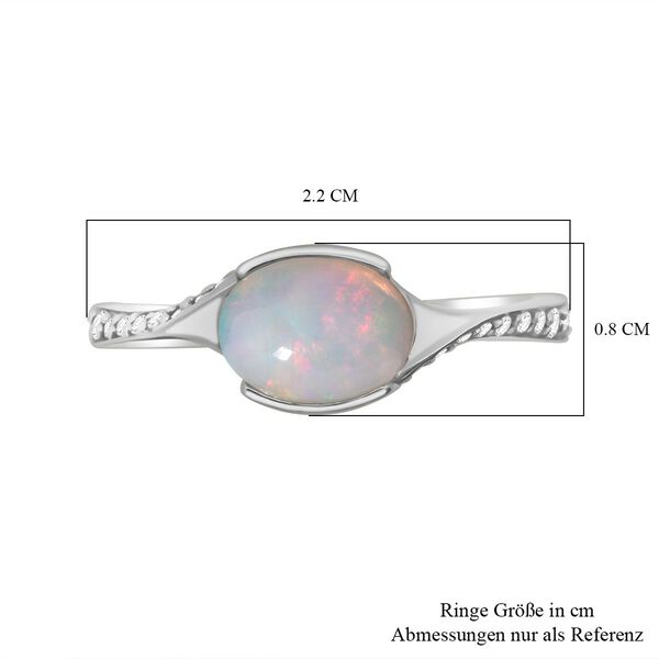 Natürlicher, äthiopischer Welo Opal und Zirkon Ring, 925 Silber rhodiniert - 0,99 ct. image number 6
