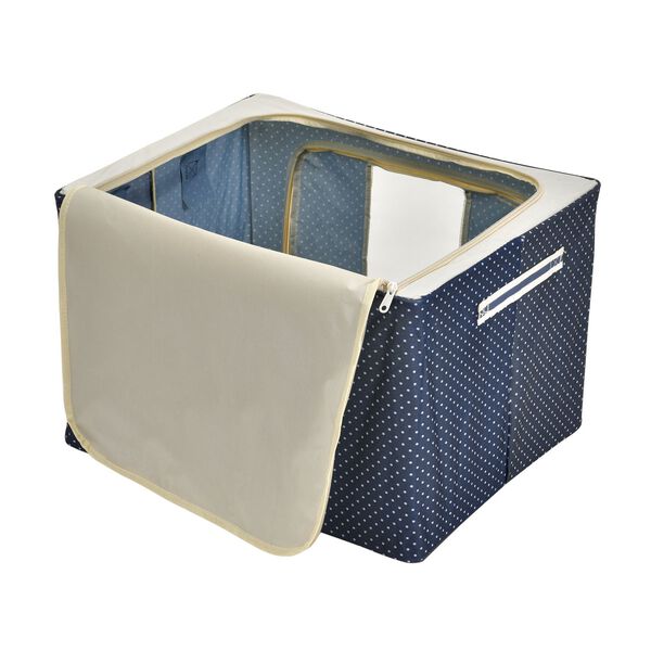 66L Aufbewahrungsbox mit Metallrahmen, Stapel- und faltbar, 50x40x33cm, Blau image number 5