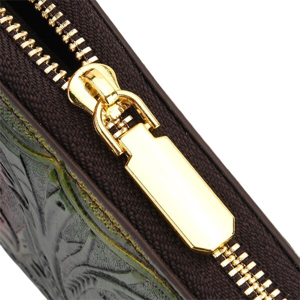 PU-Brieftasche mit gepr&auml;gtem Blumenmuster, 19x2,5x10cm, Gr&uuml;n image number 6