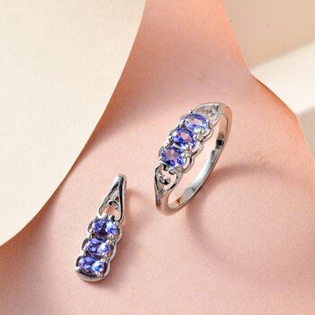 2er-Set - AA Tansanit Schmuckset - 1,33 ct.