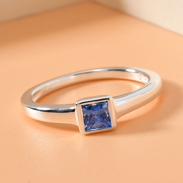 LUSTRO STELLA - feinster, Arktis-blauer Zirkonia Solit&auml;r-Ring, 925 Silber image number 2