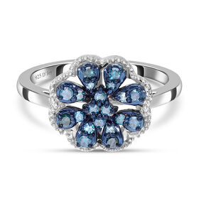 Blauer Diamant Ring, 925 Silber platiniert (Größe 20.00) ca. 0,25 ct
