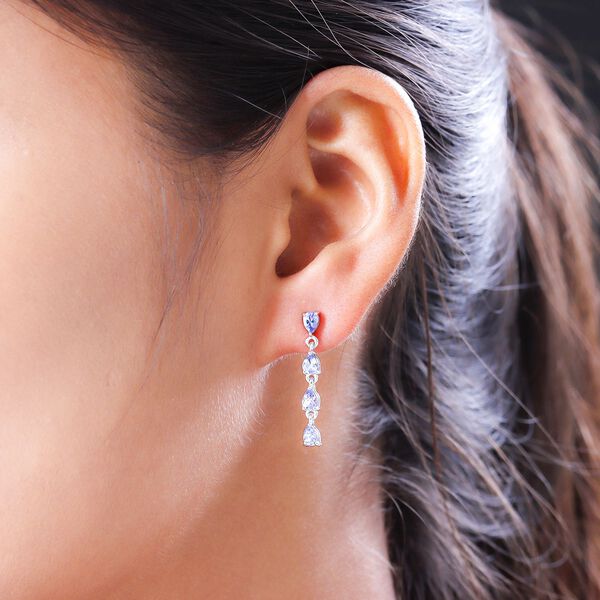 Tansanit-Ohrringe, 925 Silber platiniert ca. 1,26 ct image number 3